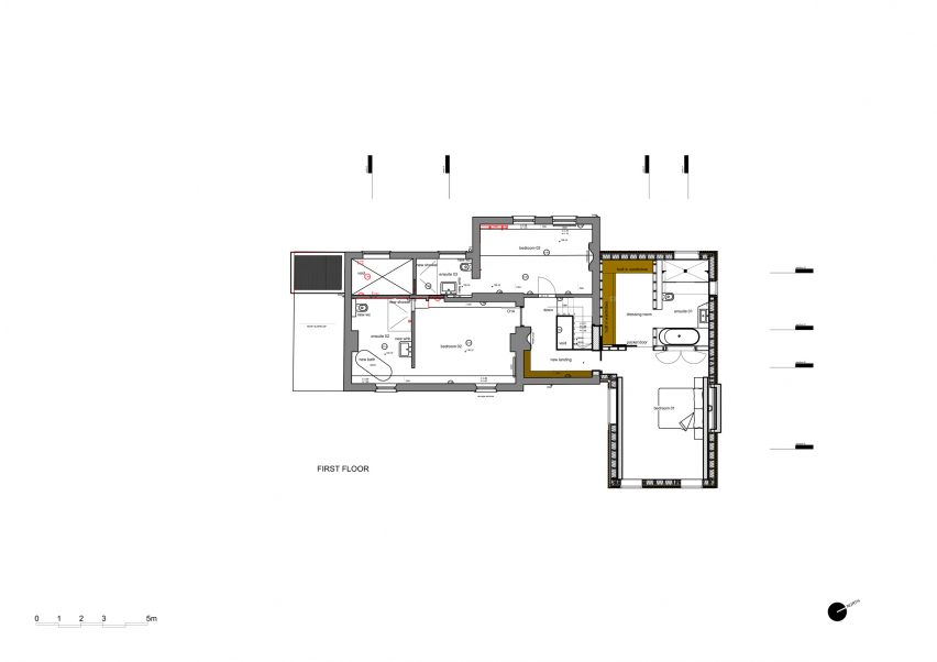 First floor plan of house extension by Invisible Studio
