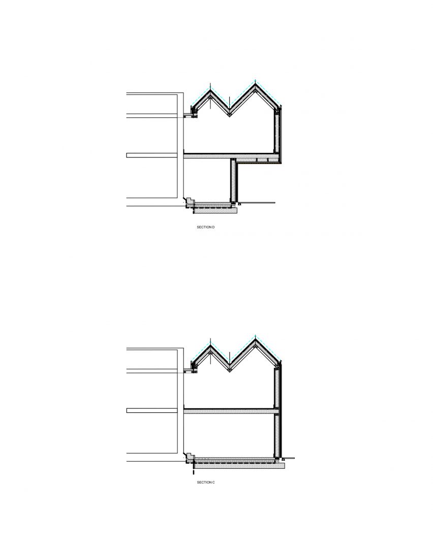 Sections of house extension by Invisible Studio