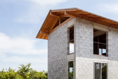 House with exposed blockwork walls
