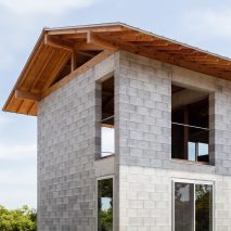 House with exposed blockwork walls
