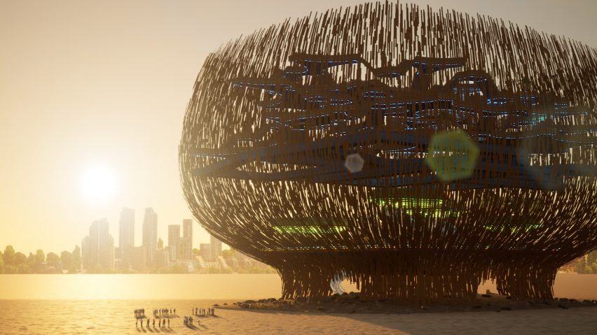 Exterior of Jose Cuervo Metadistillery designer by Rojkind, modelled on the roots of an agave plant