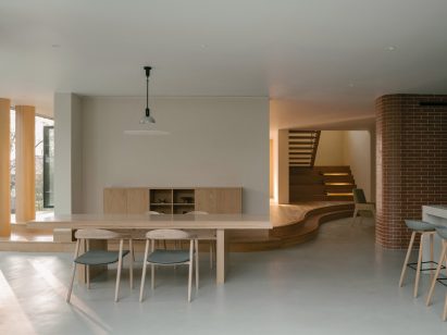 Pared-back dining area at Anna Garden House