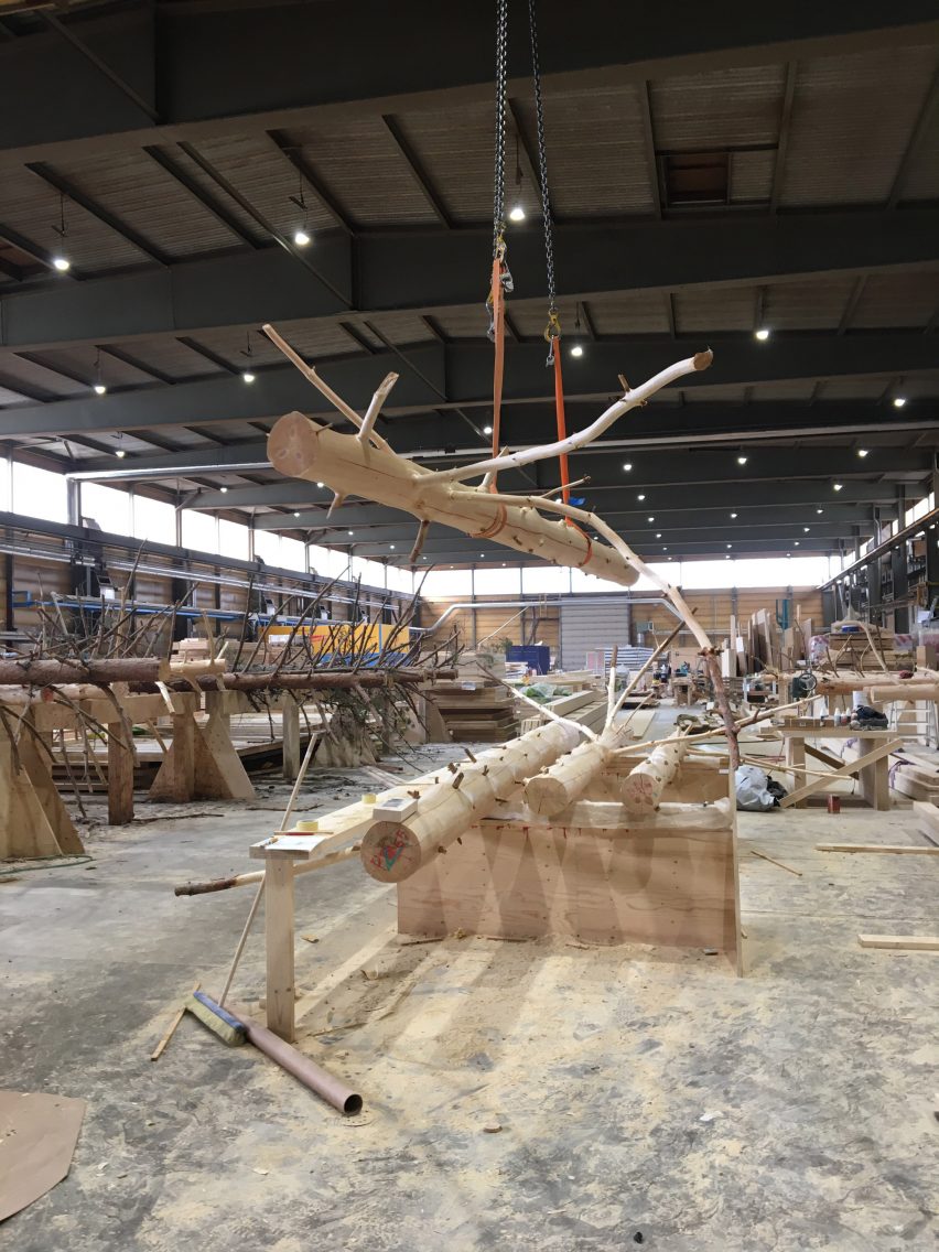 Trees in warehouse