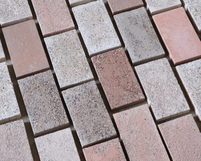 Samples of terrazzo made from waste material by Local Works Studio