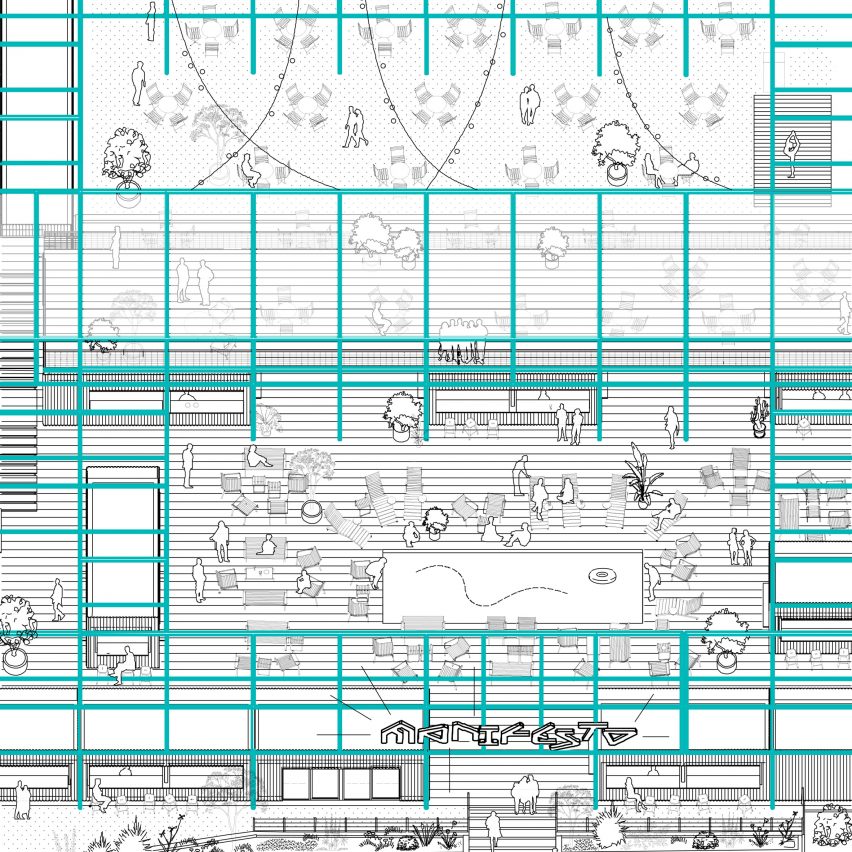 Axonometric plan of Manifesto Market by Chybik+Kristof