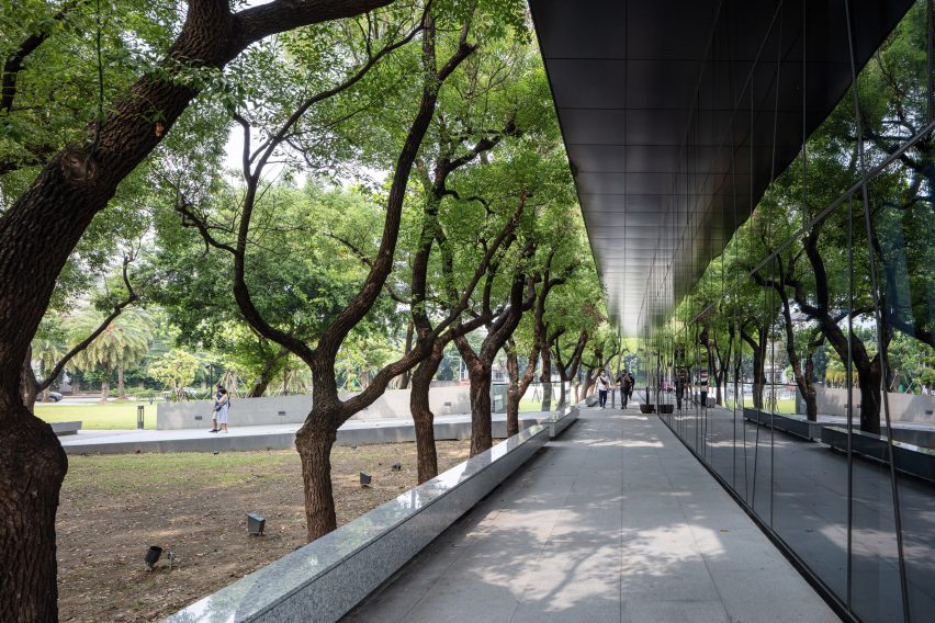 MAYU Architects updates library in Taiwan with glass-walled foyer and white cladding