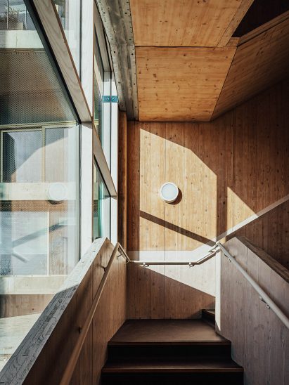 CLT stairwell at D2 workspace in London