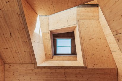 View up into CLT stairwell