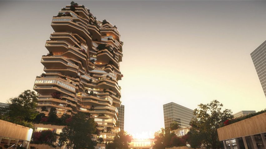 MVRDV designs green oasis enveloped by two towers with formal facades