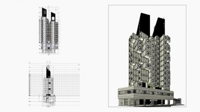 Architectural drawings of Tokyo housing block