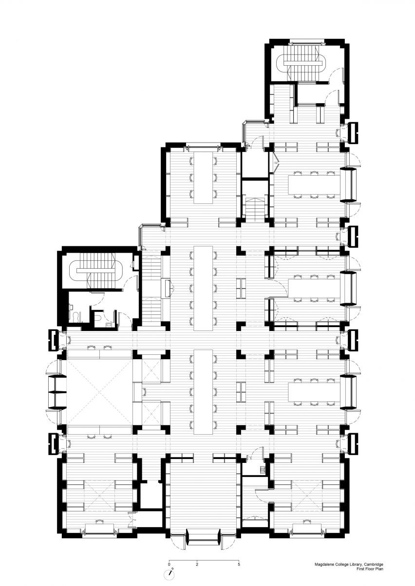 First floor plan of New Library, Magdalene College by Niall McLaughlin Architects