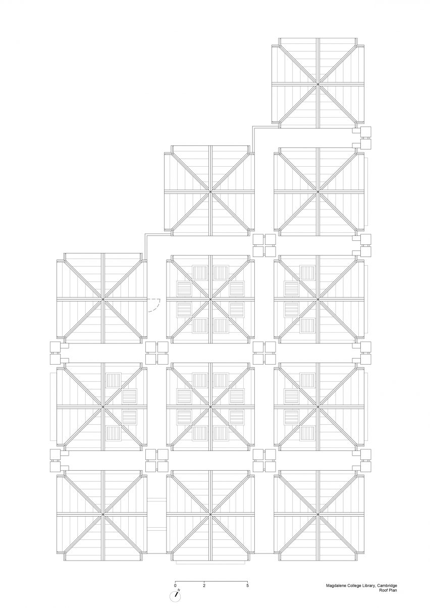 Roof plan of New Library, Magdalene College by Niall McLaughlin Architects