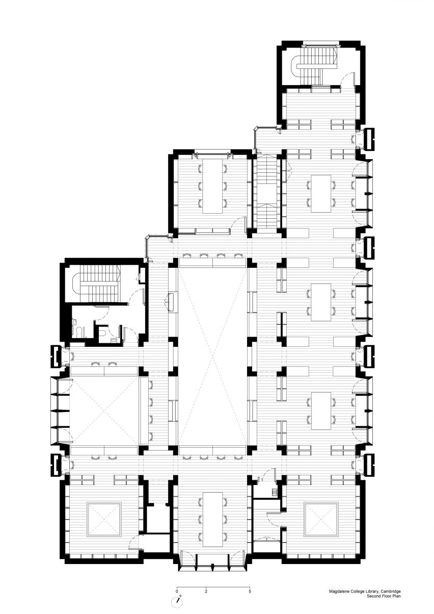 Second floor plan of New Library, Magdalene College by Niall McLaughlin Architects