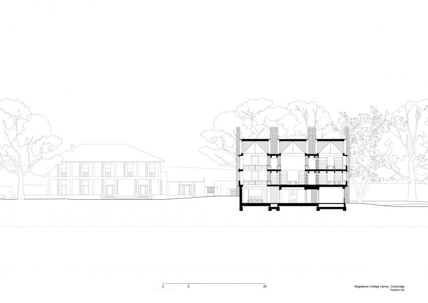 Section of New Library, Magdalene College by Niall McLaughlin Architects