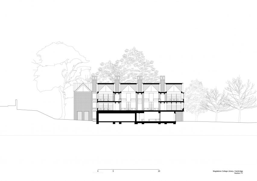 Section of New Library, Magdalene College by Niall McLaughlin Architects