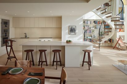 Walnut stools in the kitchen