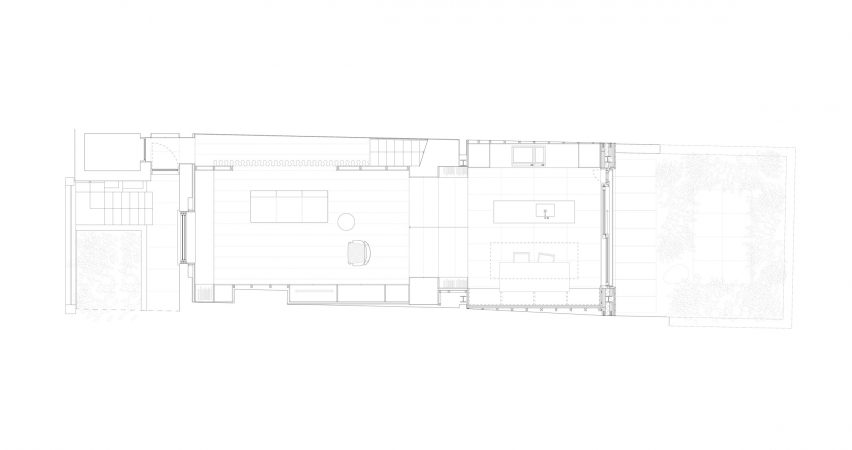 Lower-ground floor plan of Kensington Place by O'Sullivan Skoufoglou Architects