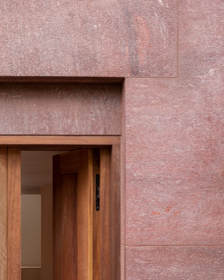 Red stone covers extension to London terrace by O’Sullivan Skoufoglou Architects