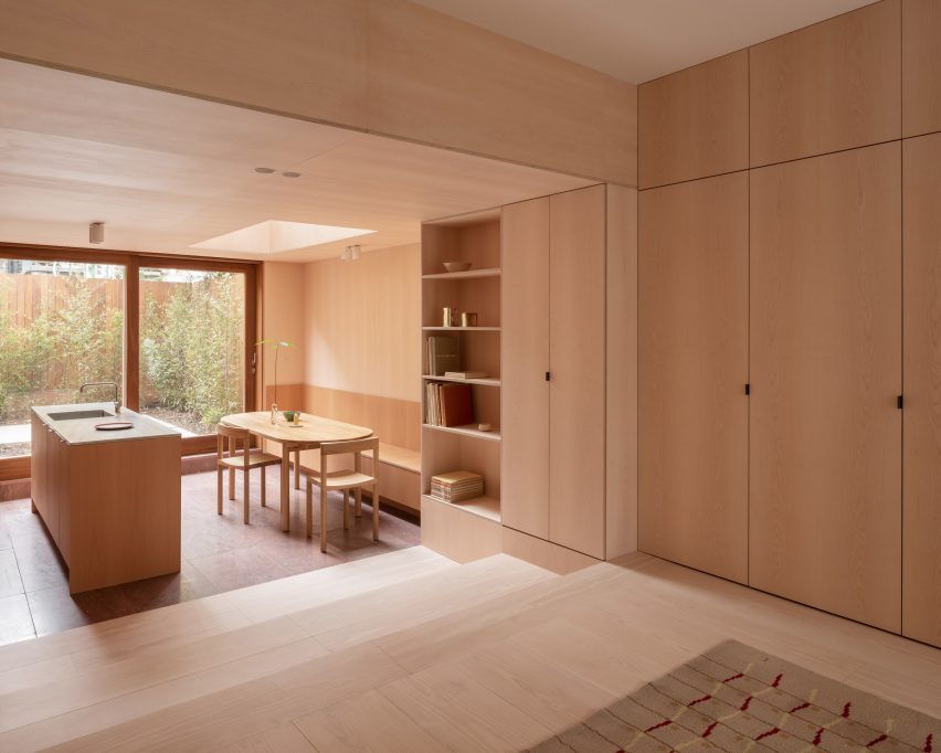 Red stone covers extension to London terrace by O’Sullivan Skoufoglou Architects