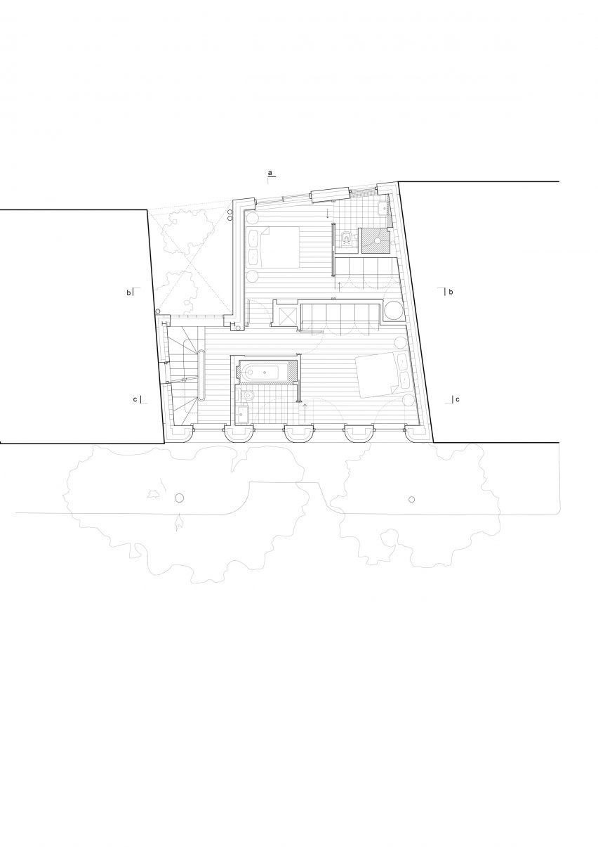 Second floor plan of Hercules Street housing project by Parti