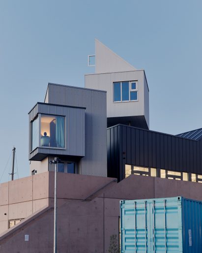 Stilted pods above the East Quay arts centre
