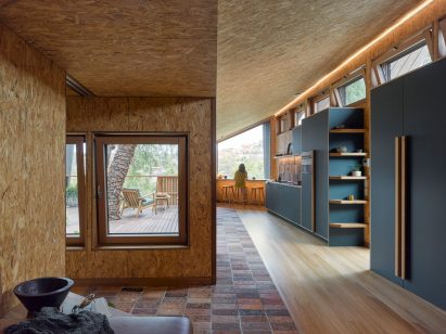 Interior of Australian house that opens to terrace