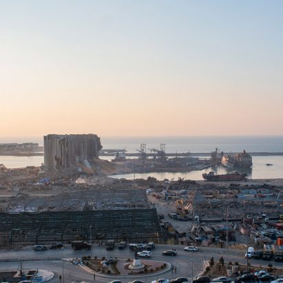 View of Beirut's port after 2020 explosion