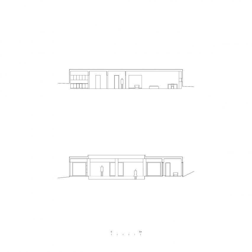 Sections of Raem House by Pezo von Ellrichshausen