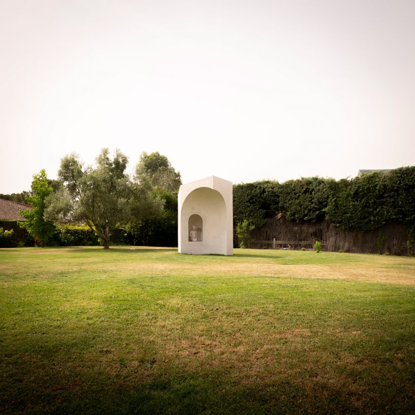 Curved inner surface of La Ermita de Lola memorial in Spain by Ramos Alderete