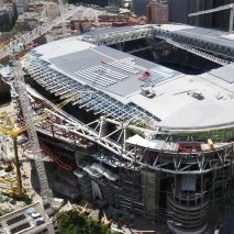 Exterior of the renovated Santiago Bernabéu stadium
