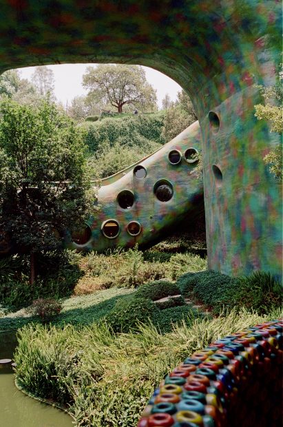 Underside of the snake structure with pond