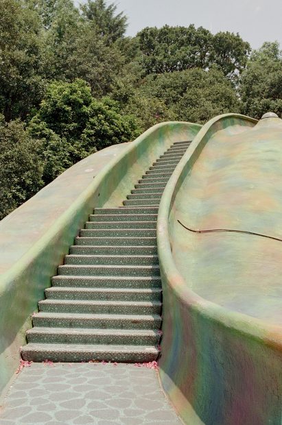 Staircase embedded in the back of the snake