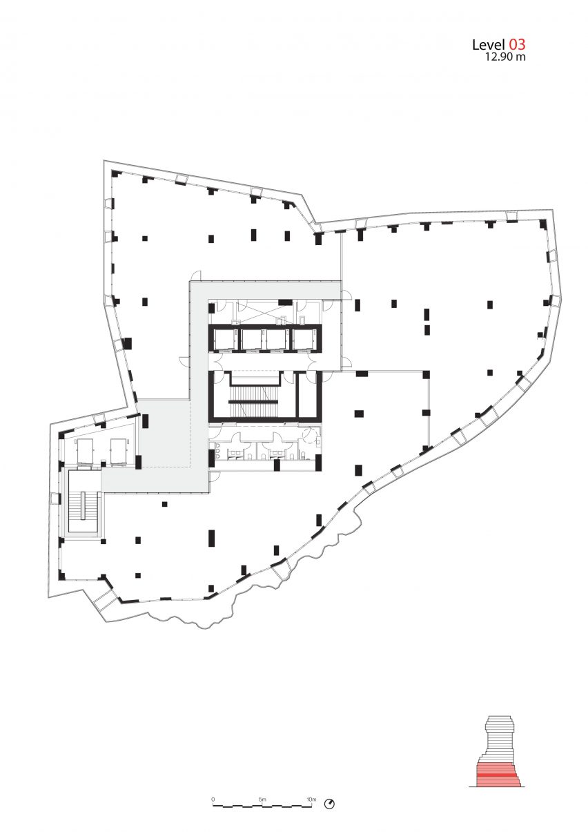 Example floor plan of Skanderbeg Building by MVRDV