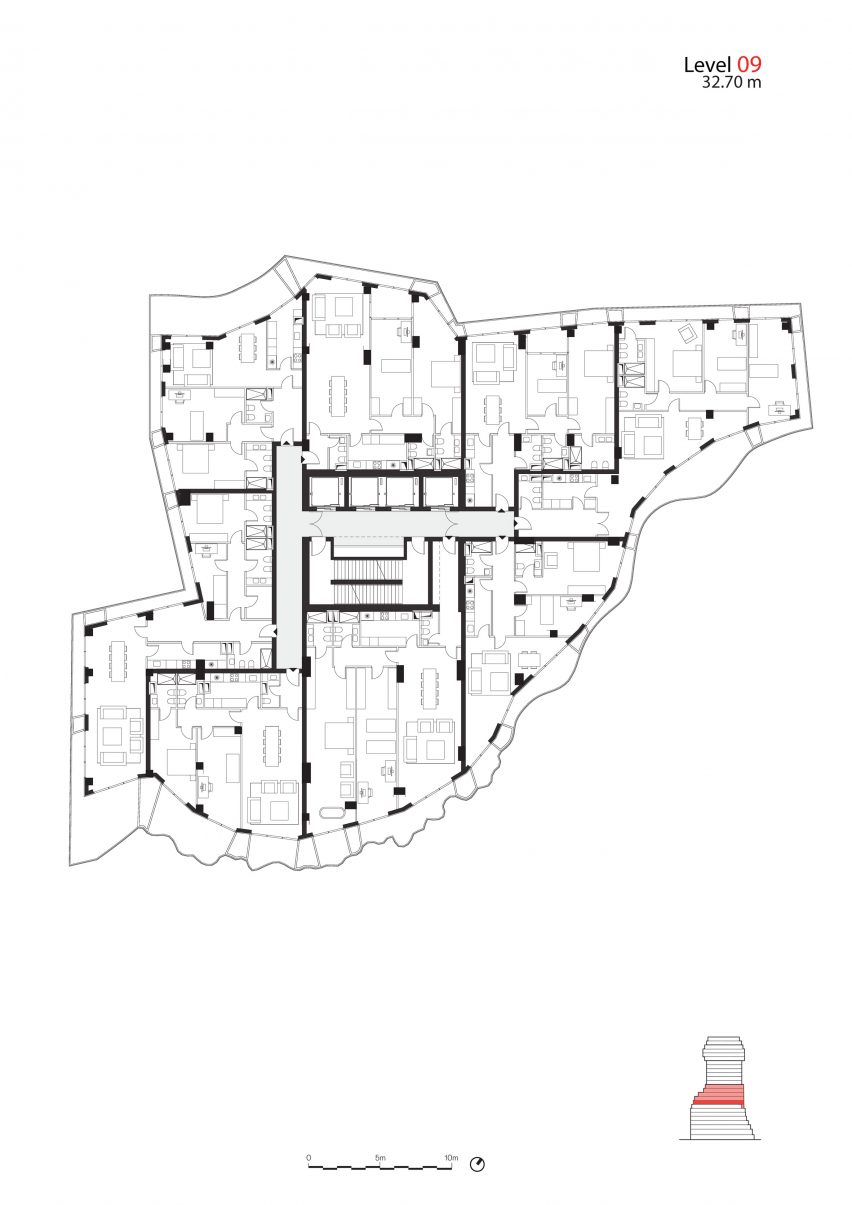 Example floor plan of Skanderbeg Building by MVRDV