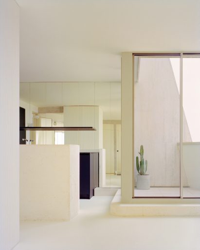 Image of the kitchen and terrace at the Paris apartment