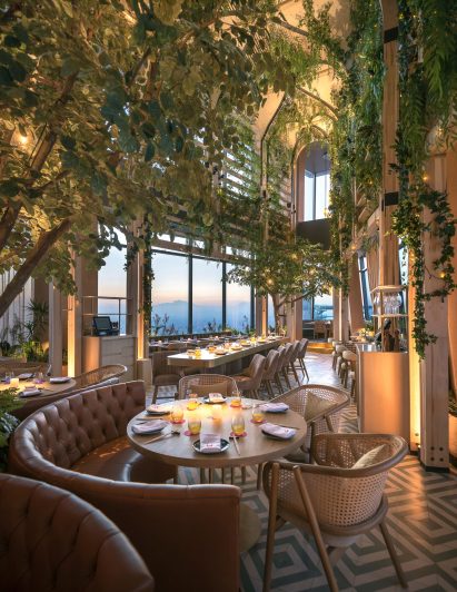 Interior image of Ling Ling restaurant with sunset views