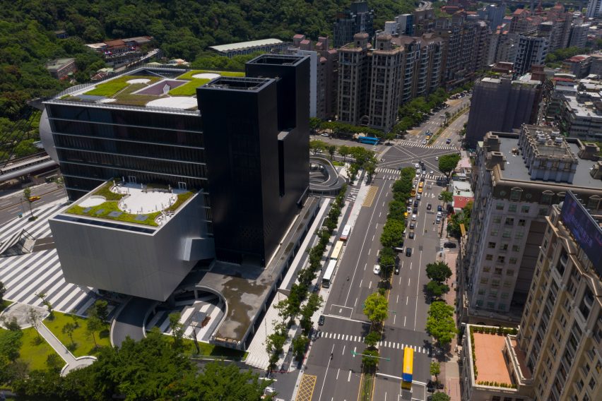 Exterior of the Taipei Performing Arts Center by OMA in Taiwan