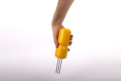 Photo of a hand holding the Terra Nova prototype