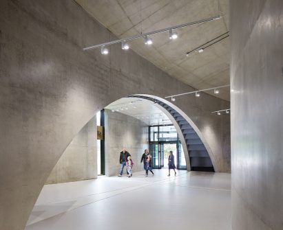 Interior of First Light Pavilion exhibition space by Hassell