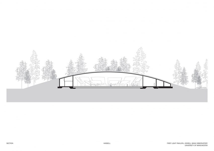 Section of the First Light Pavilion by Hassell at Jodrell Bank Observatory