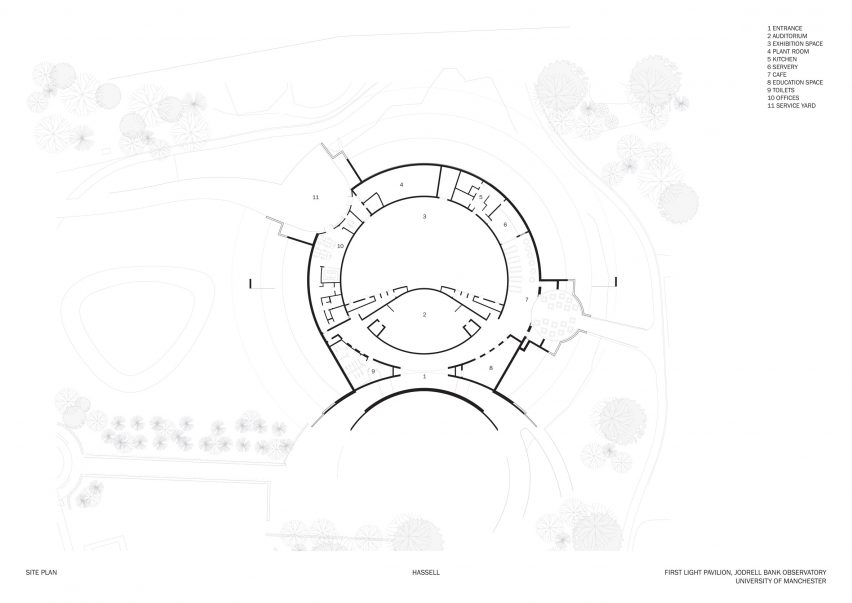 Floor plan of the First Light Pavilion by Hassell at Jodrell Bank Observatory