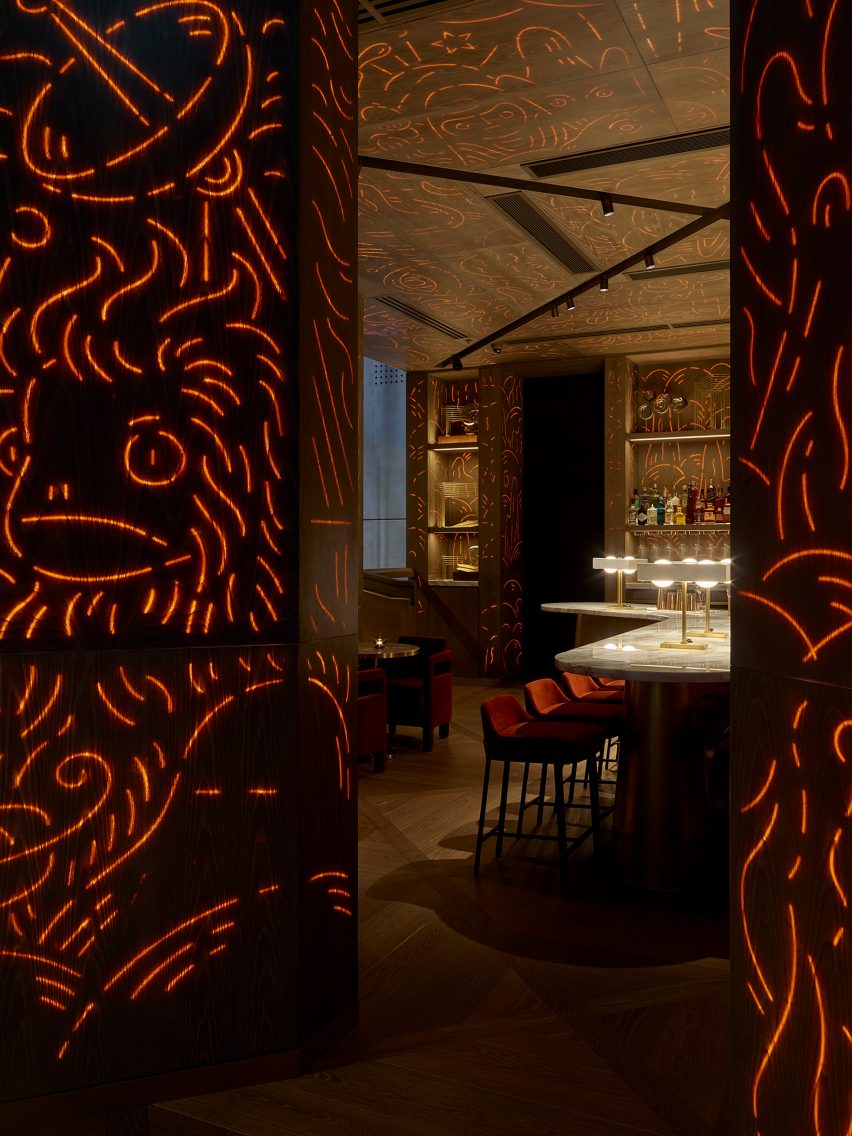The Y Bar in The Londoner hotel by Yabu Pushelberg