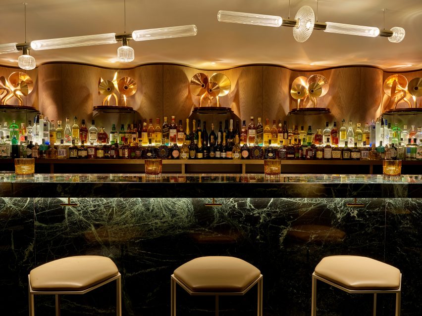 The Green Room in The Londoner hotel by Yabu Pushelberg