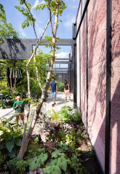 Pink hempcrete wall