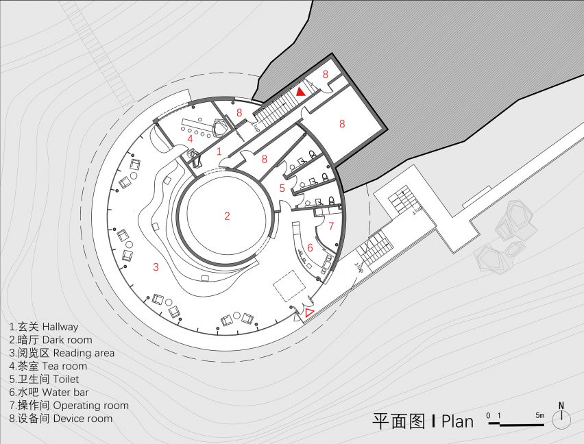 Water Drop Library in Shuangyue Bay by 3andwich Design plans