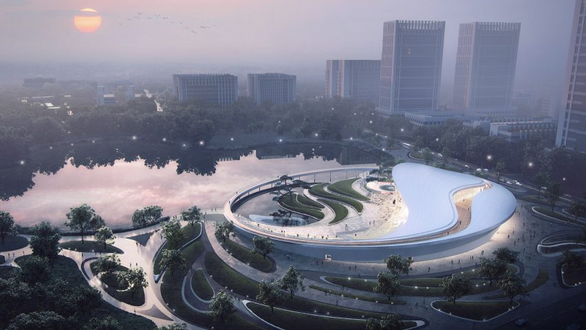 Aerial visual of Tianfu Museum of Chinese Medicine