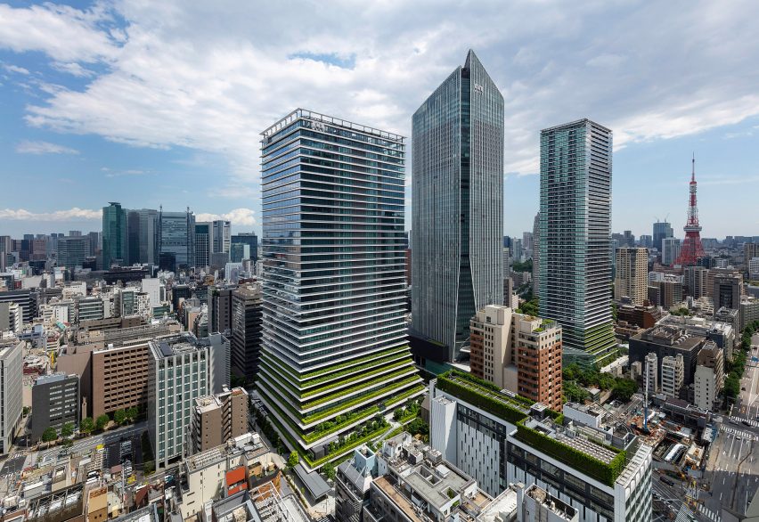 Plant-covered skyscrapers in Tokyo by Ingenhoven Associates