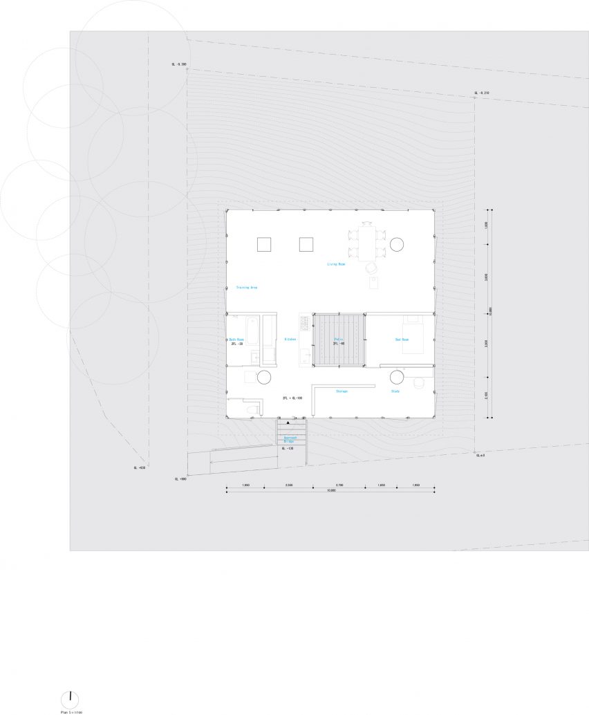 Floor plan of Torus House by Noriaki Hanaoka Architecture