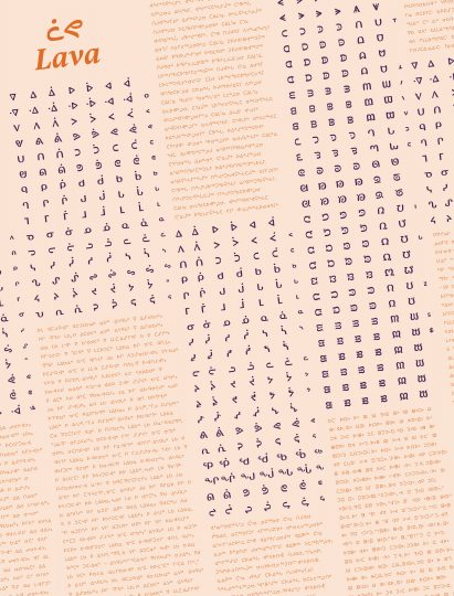 Page of Lava font showing different weights and styles