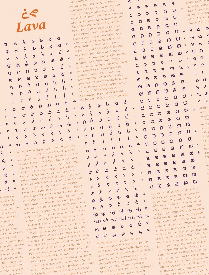 Page of Lava font showing different weights and styles